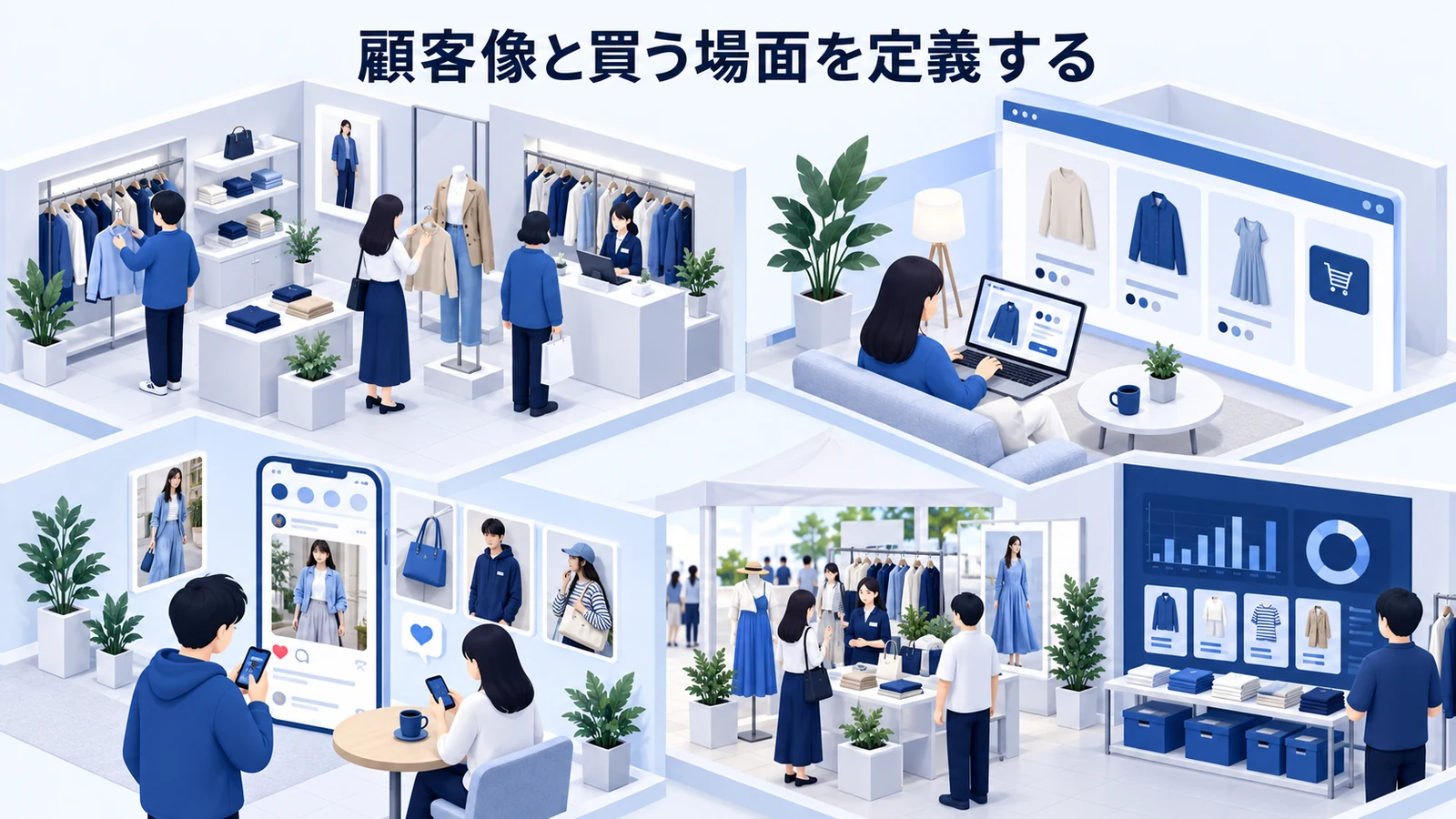 顧客像と買う場面を定義するを確認するアパレル店舗・EC担当者のImage 2.0図解
