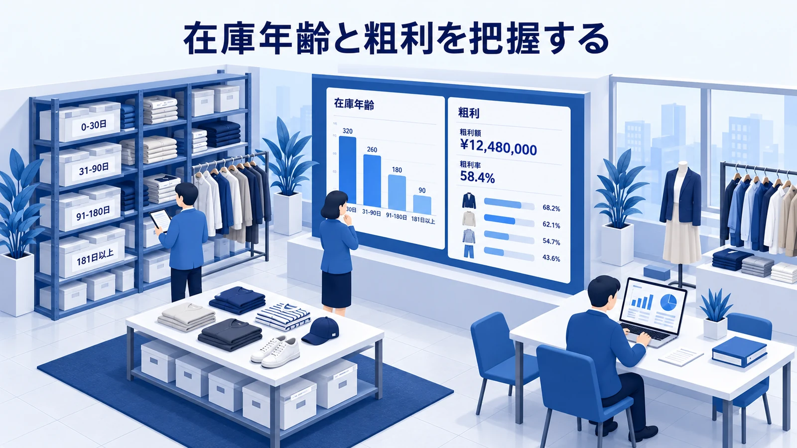在庫年齢と粗利を把握するを確認するアパレル事業者のImage 2.0図解