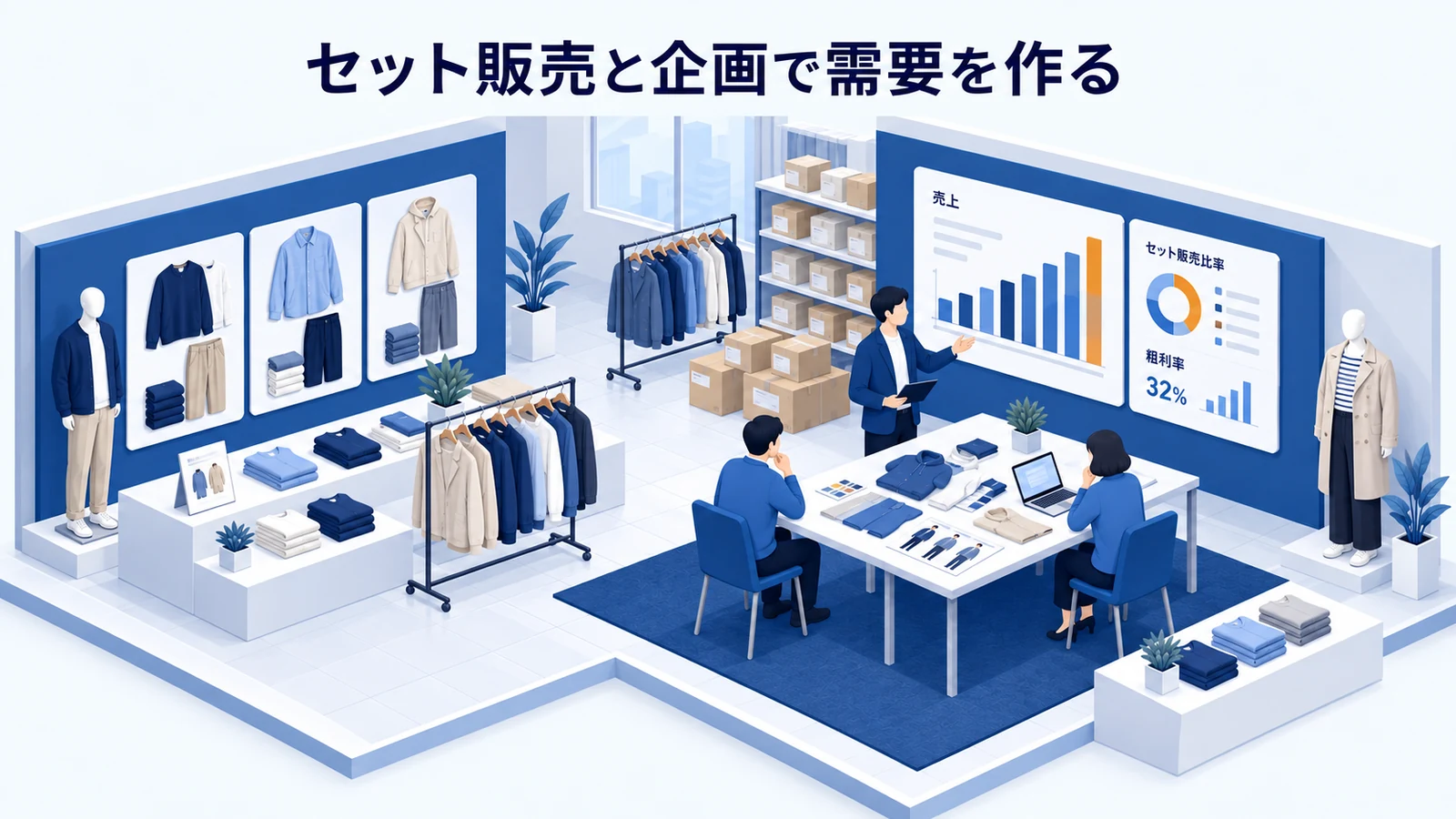 セット販売と企画で需要を作るを確認するアパレル事業者のImage 2.0図解