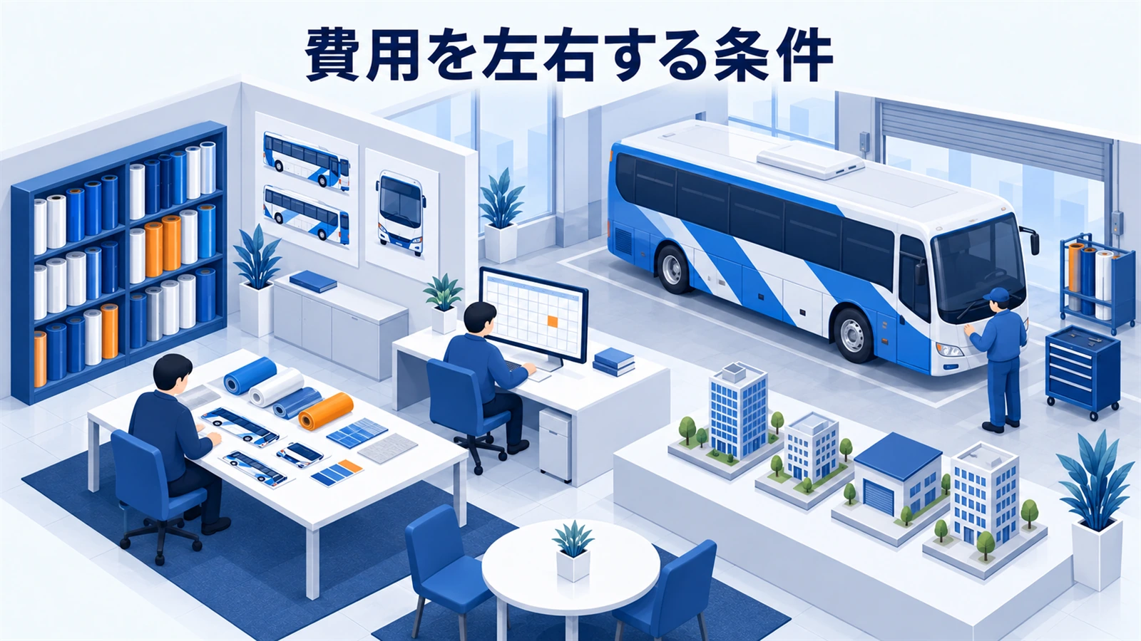 車種、面積、台数、期間、路線指定、素材、審査の影響を確認します。