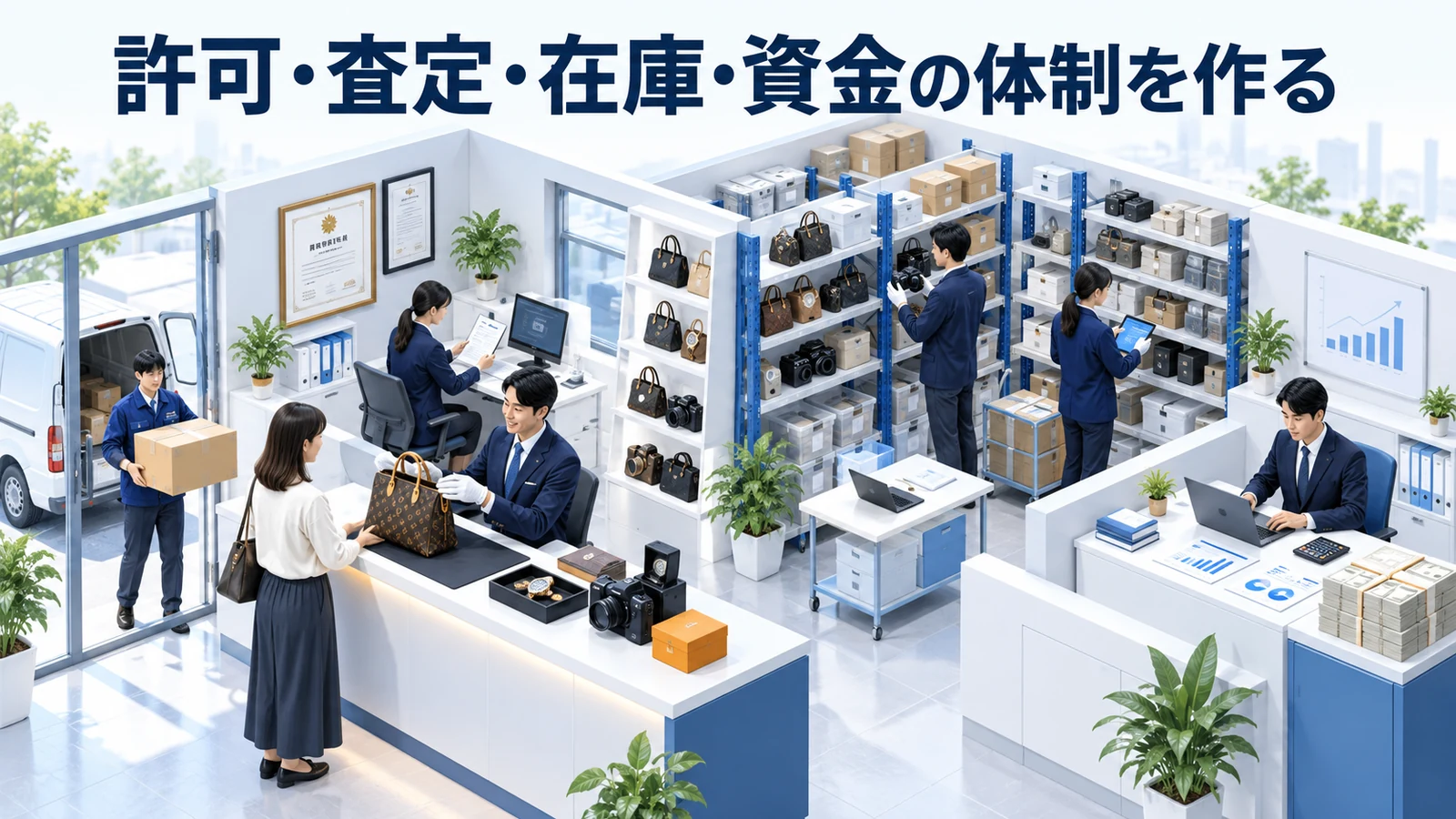 許可・査定・在庫・資金の体制を作るを整理したImage 2.0図解