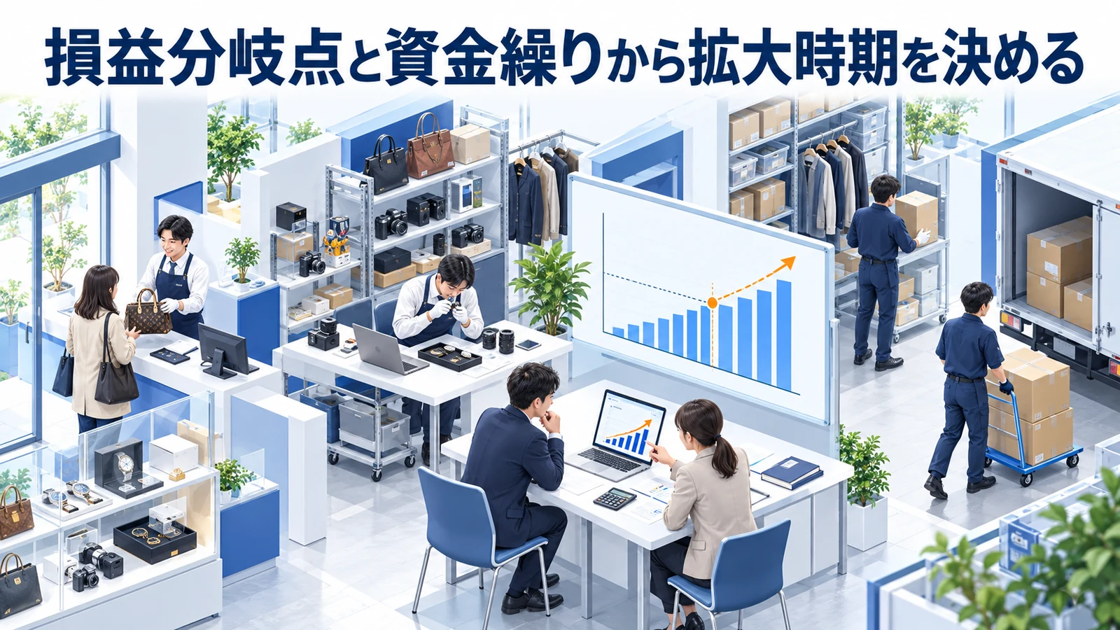 損益分岐点と資金繰りから拡大時期を決めるを整理したImage 2.0図解