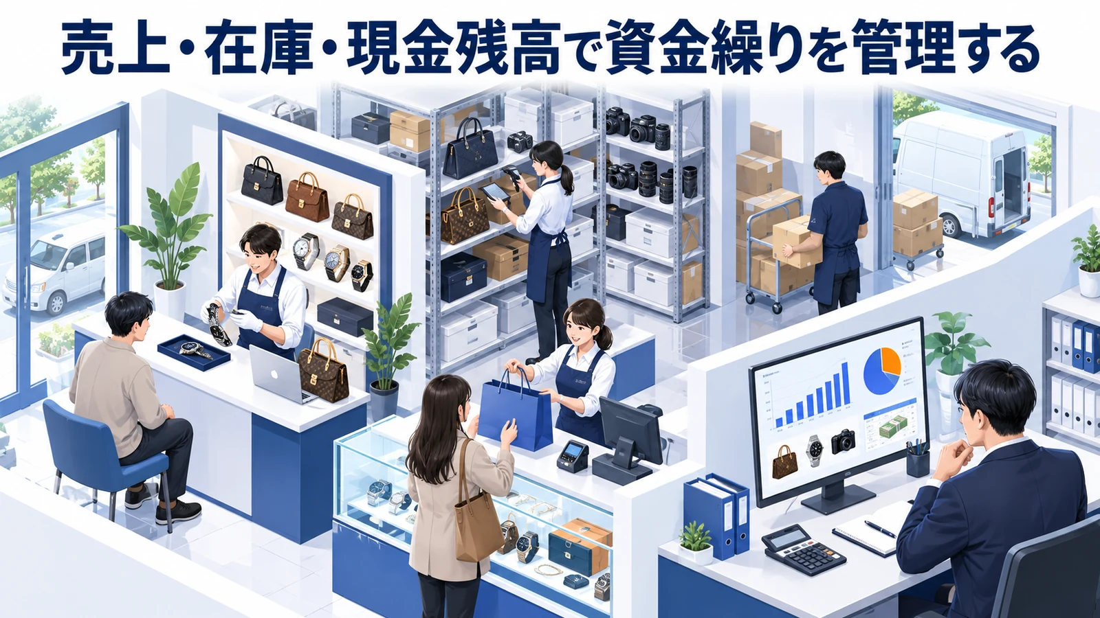 売上・在庫・現金残高で資金繰りを管理するを整理したImage 2.0図解
