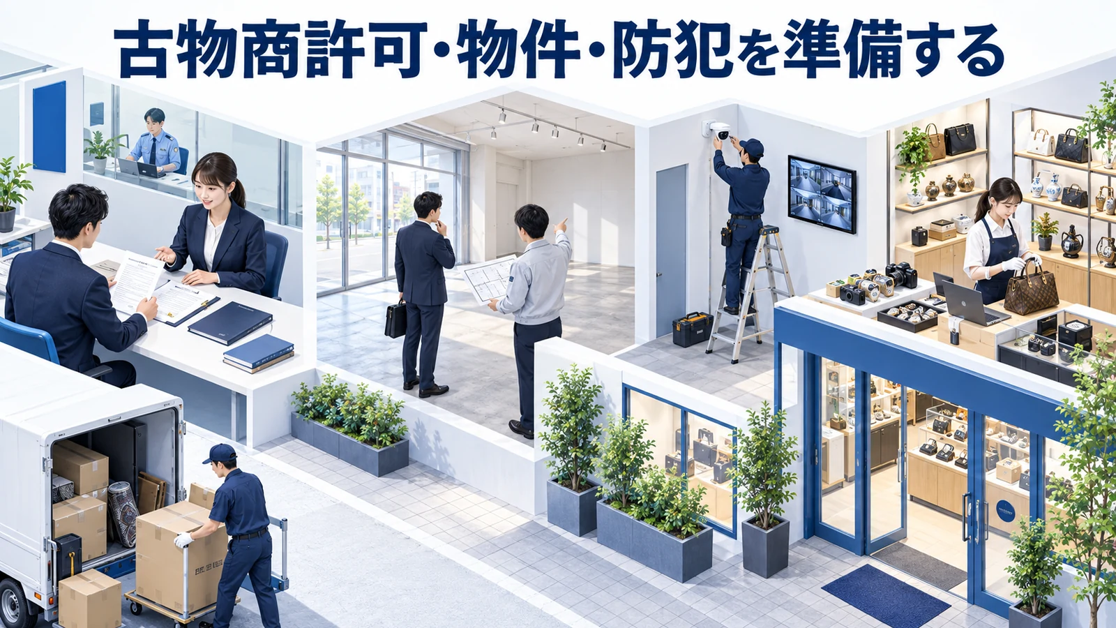 古物商許可・物件・防犯を準備するを整理したImage 2.0図解