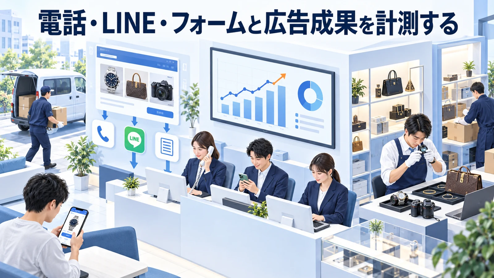 電話・LINE・フォームと広告成果を計測するを整理したImage 2.0図解