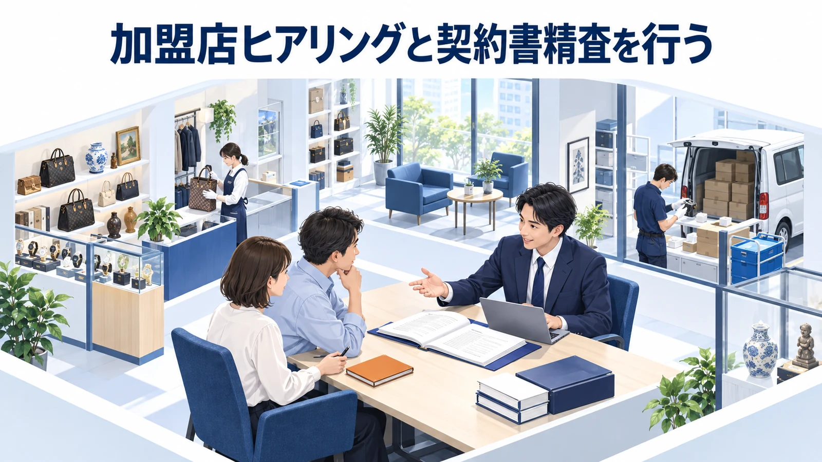 加盟店ヒアリングと契約書精査を行うを整理したImage 2.0図解