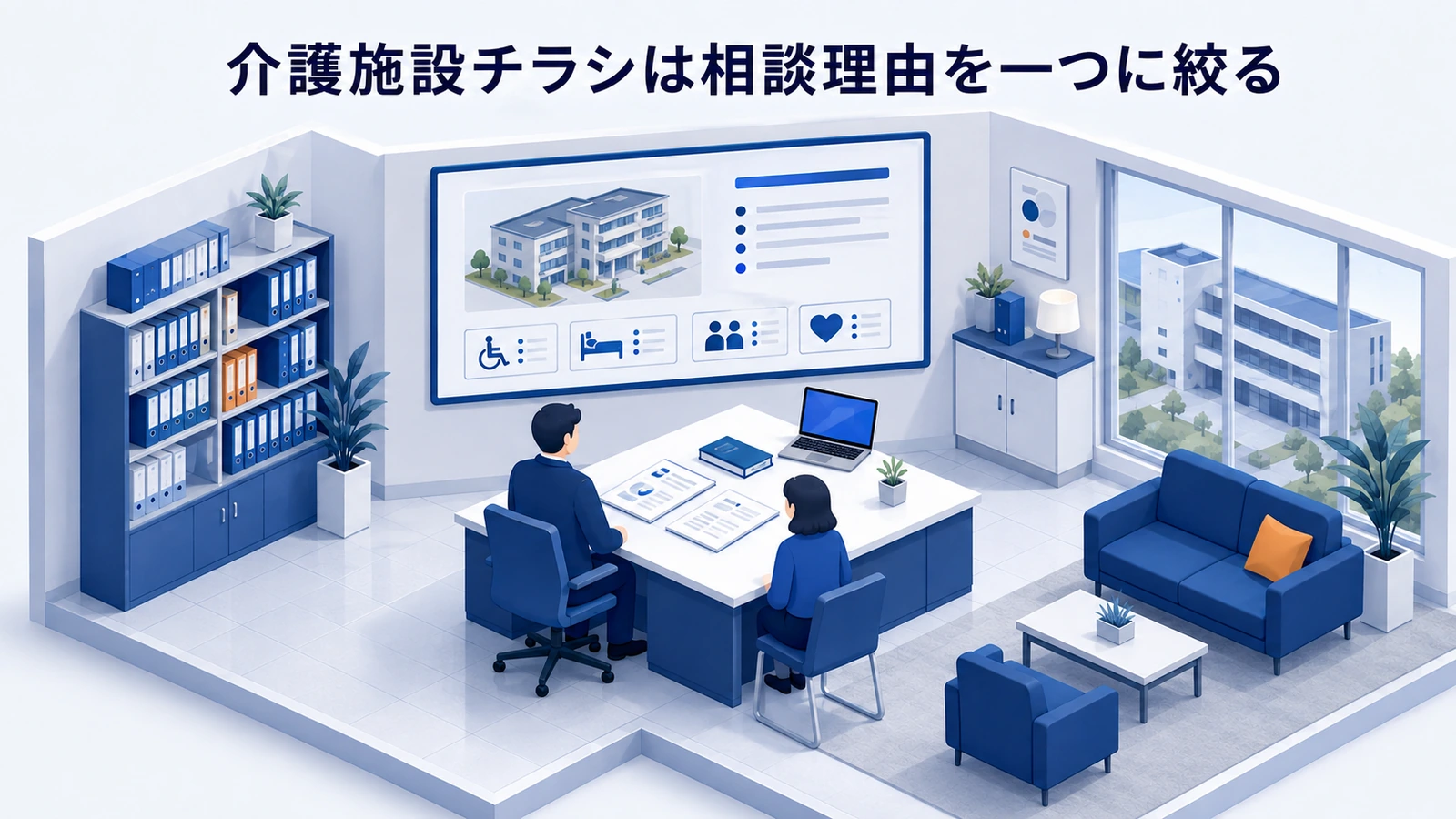 介護施設チラシは相談理由を一つに絞るを整理したImage 2.0図解