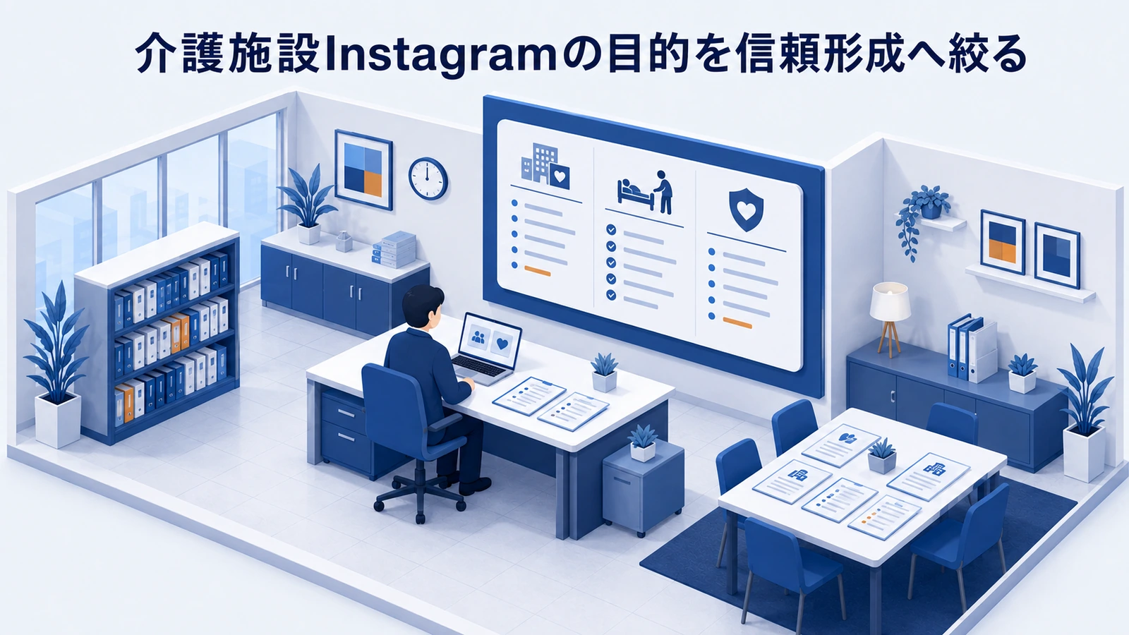 介護施設Instagramの目的を信頼形成へ絞るを整理したImage 2.0図解