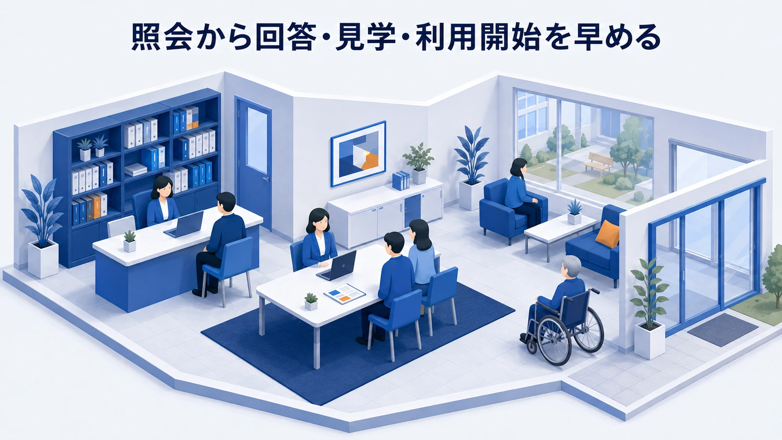 照会から回答・見学・利用開始を早めるを整理したImage 2.0図解