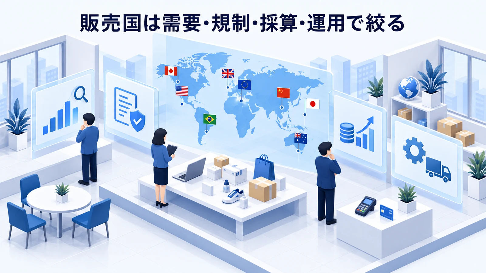 「販売国は需要・規制・採算・運用で絞る」の要点を整理したImage 2.0図解