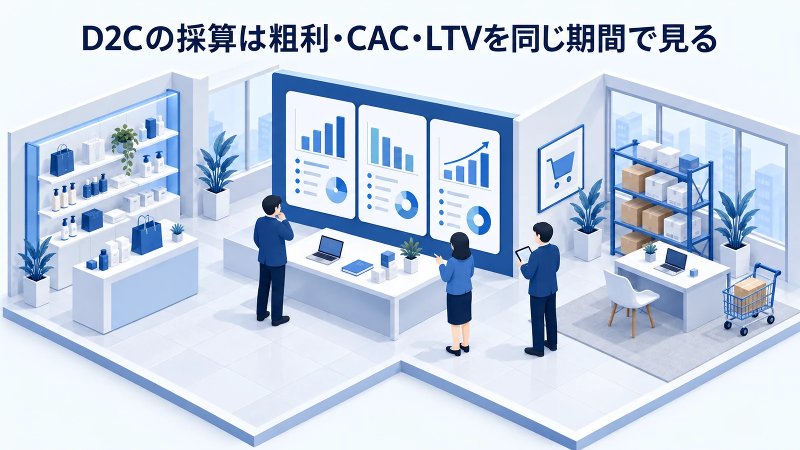 「D2Cの採算は粗利・CAC・LTVを同じ期間で見る」の要点を整理したImage 2.0図解
