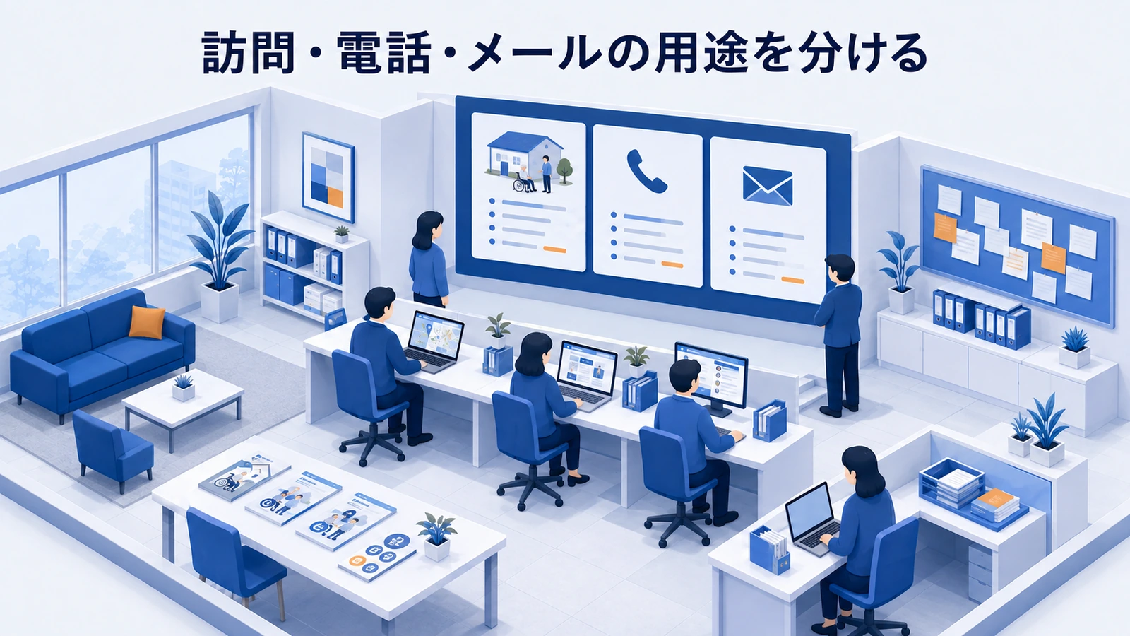 訪問・電話・メールの用途を分けるを整理したImage 2.0図解
