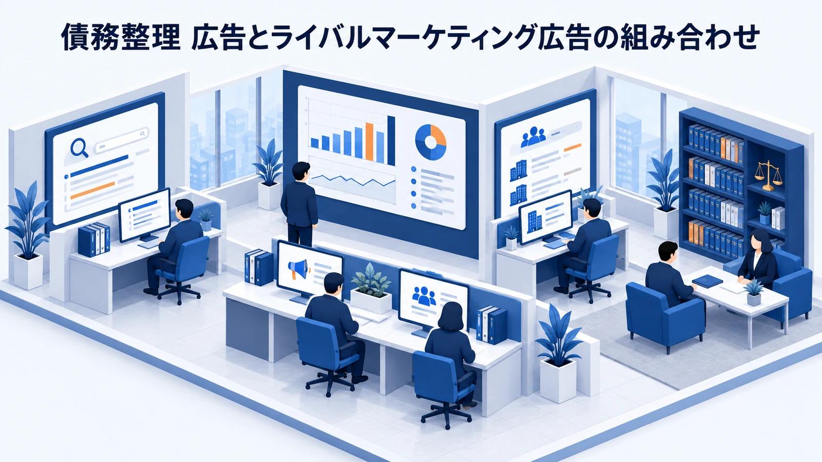 「債務整理 広告とライバルマーケティング広告の組み合わせ」を整理したImage 2.0図解