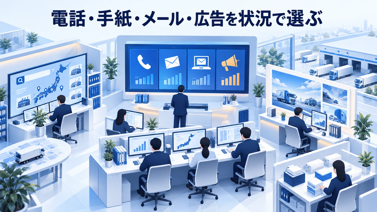 「電話・手紙・メール・広告を状況で選ぶ」の要点を整理したImage 2.0図解