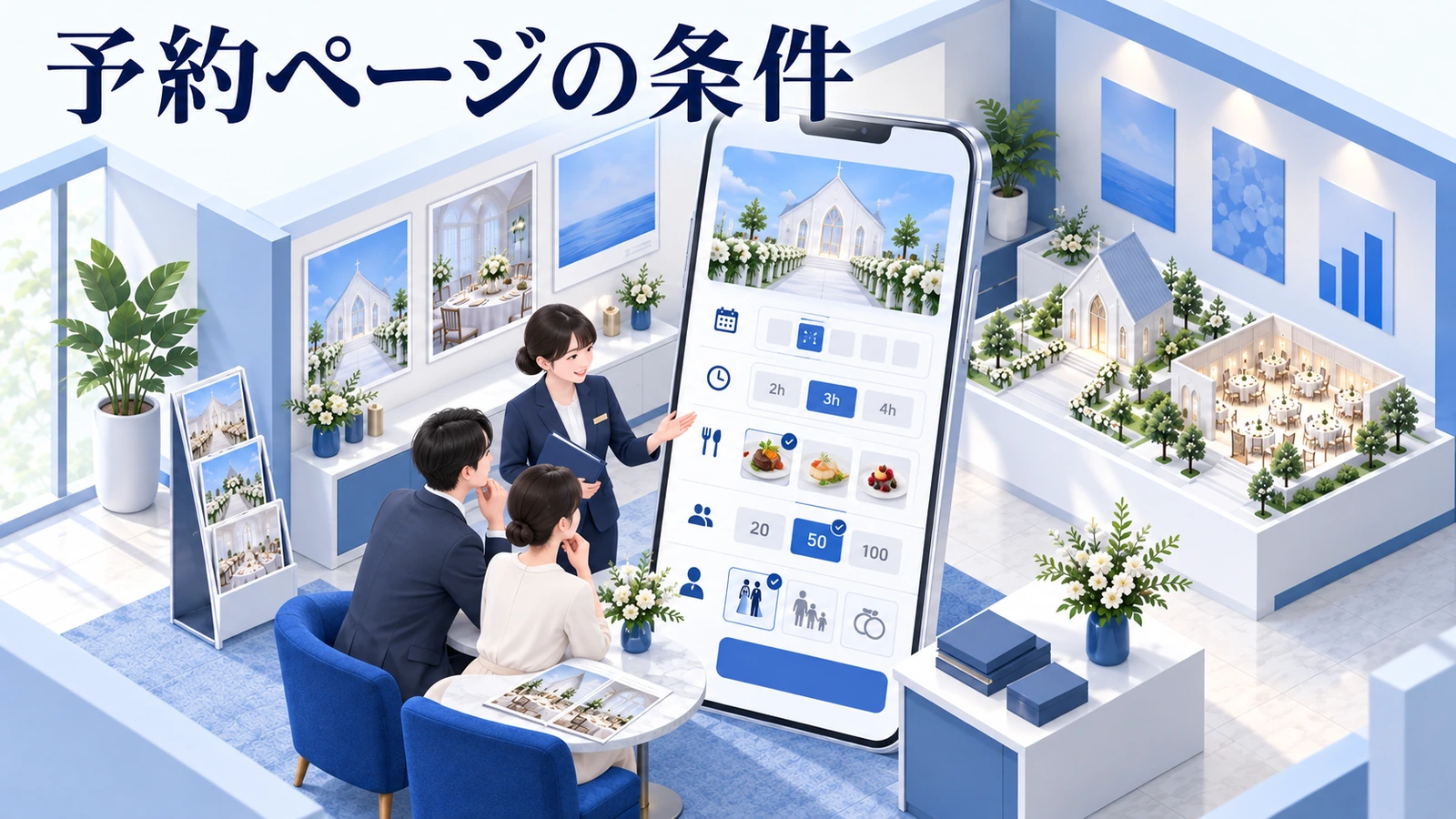 予約ページは体験と条件を一画面で理解できるようにするの図解