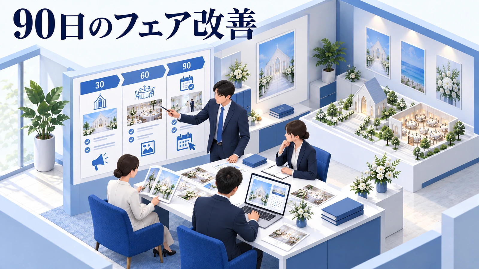 30・60・90日でフェアの種類と告知を見直すの図解