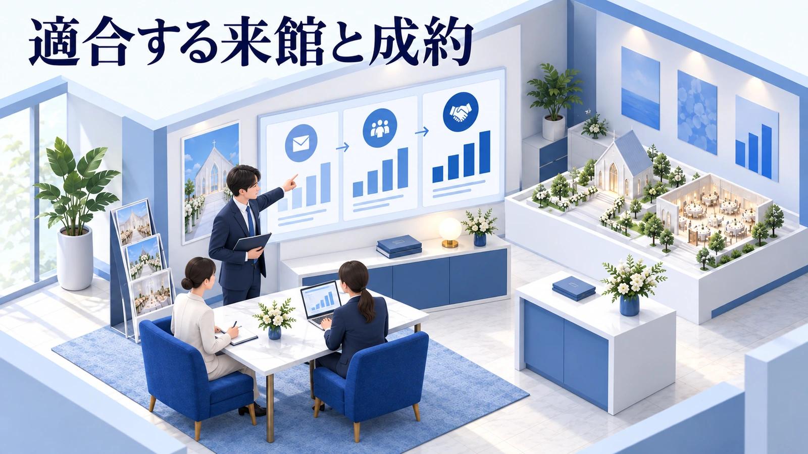 成果は問い合わせ数でなく、条件に合う来館と成約で見るの図解