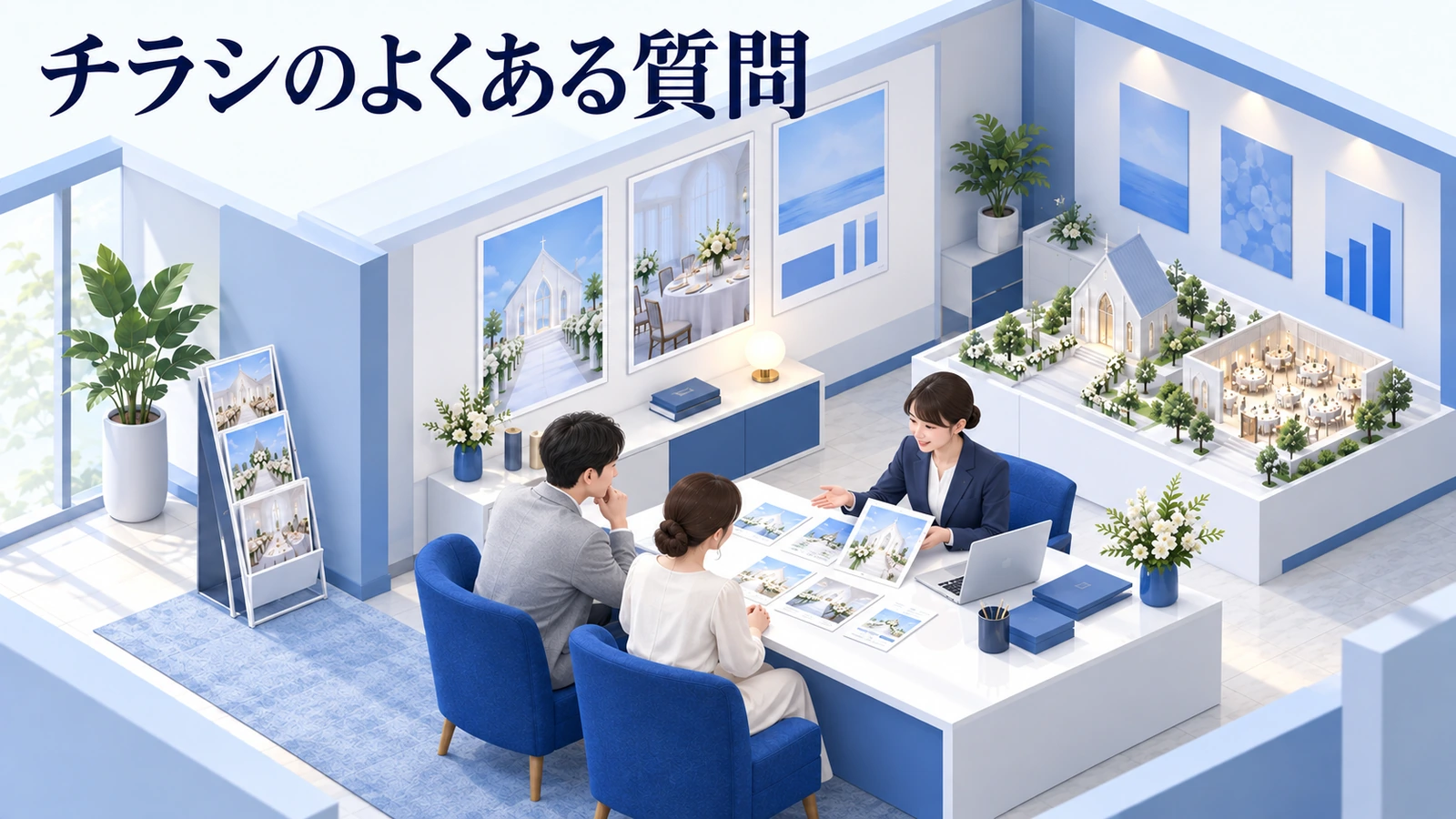 結婚式場のチラシでよくある質問の図解