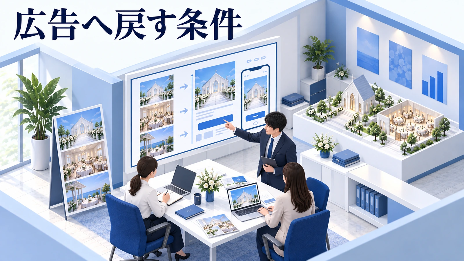集客を変えるときは、成約しやすい条件を広告へ戻すの図解