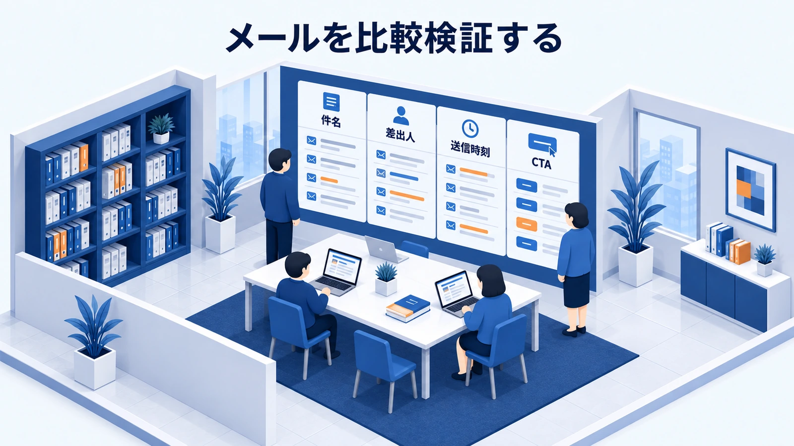 メールを比較検証する