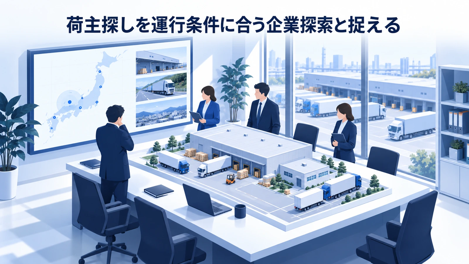 「荷主探しを運行条件に合う企業探索と捉える」の要点を整理したImage 2.0図解