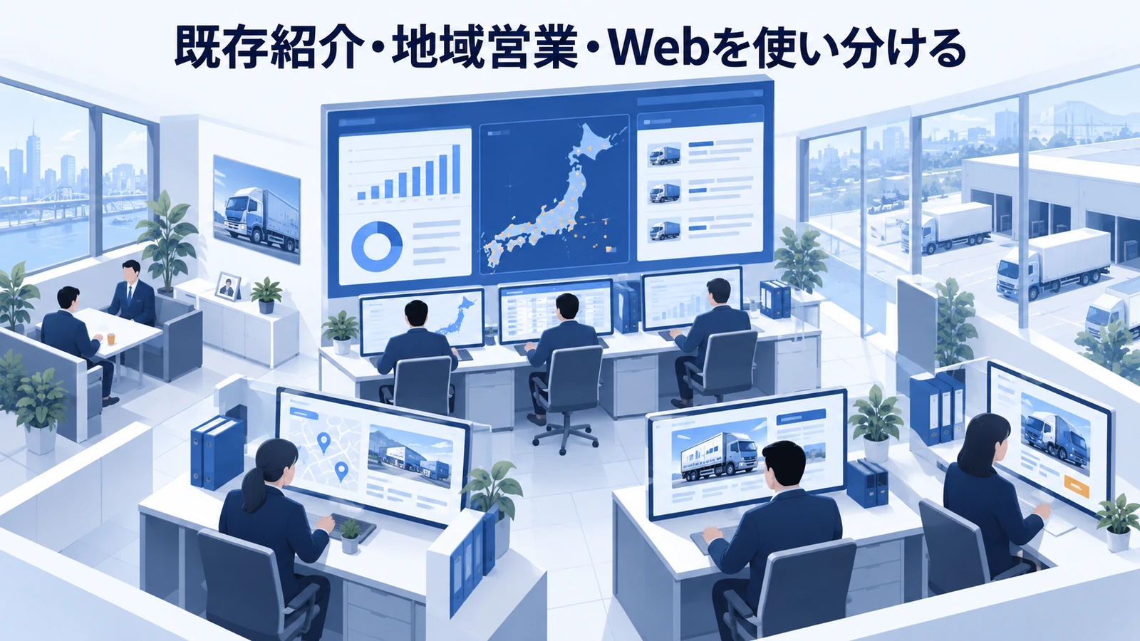 「既存紹介・地域営業・Webを使い分ける」の要点を整理したImage 2.0図解