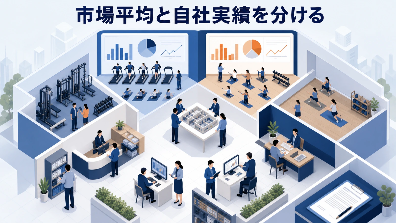 市場平均と自社実績を分ける
