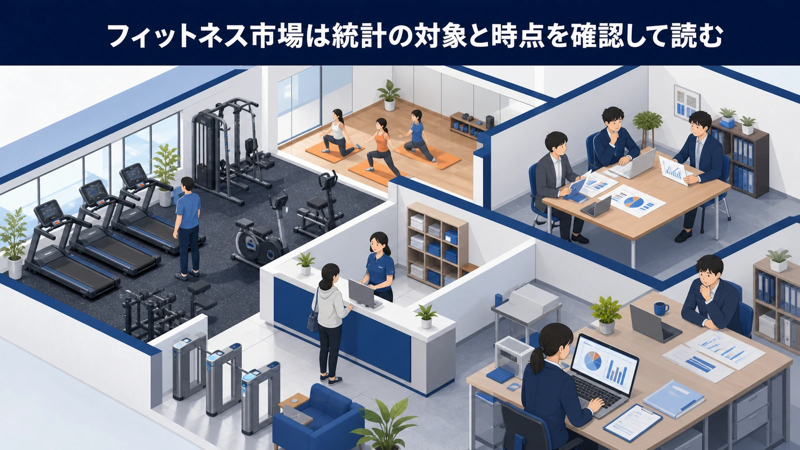フィットネス市場は統計の対象と時点を確認して読む