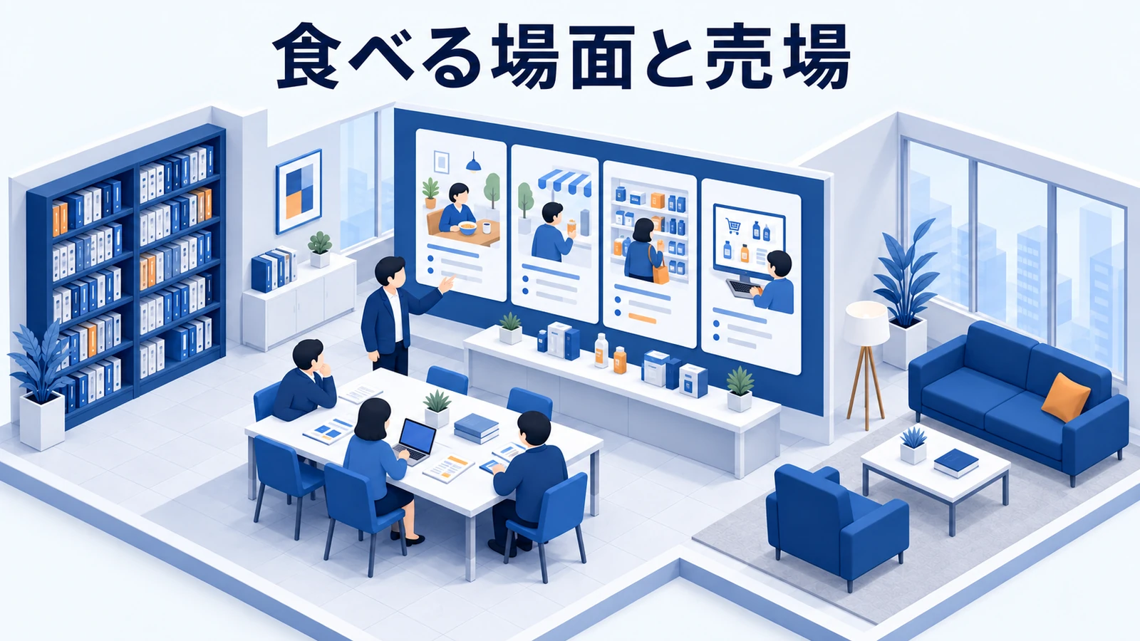 食べる場面と売場