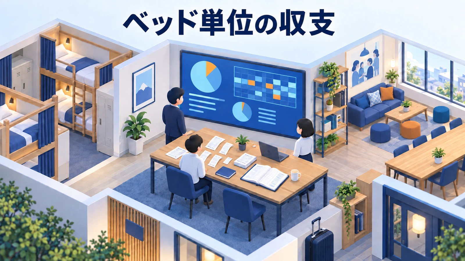 ベッド単位の収支に自分の生活費と更新費を入れるの図解