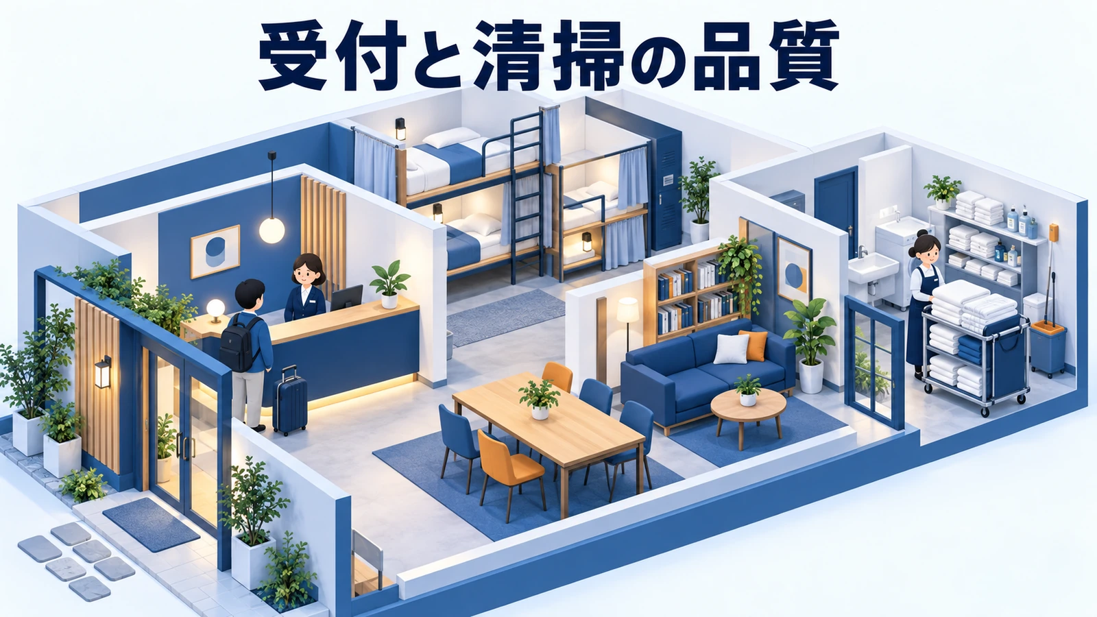 小人数運営でも受付と清掃の品質を守るの図解