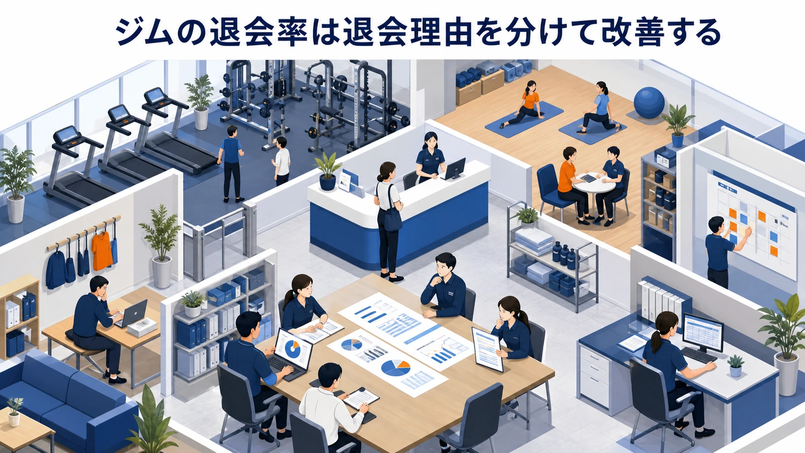 ジムの退会率は退会理由を分けて改善する