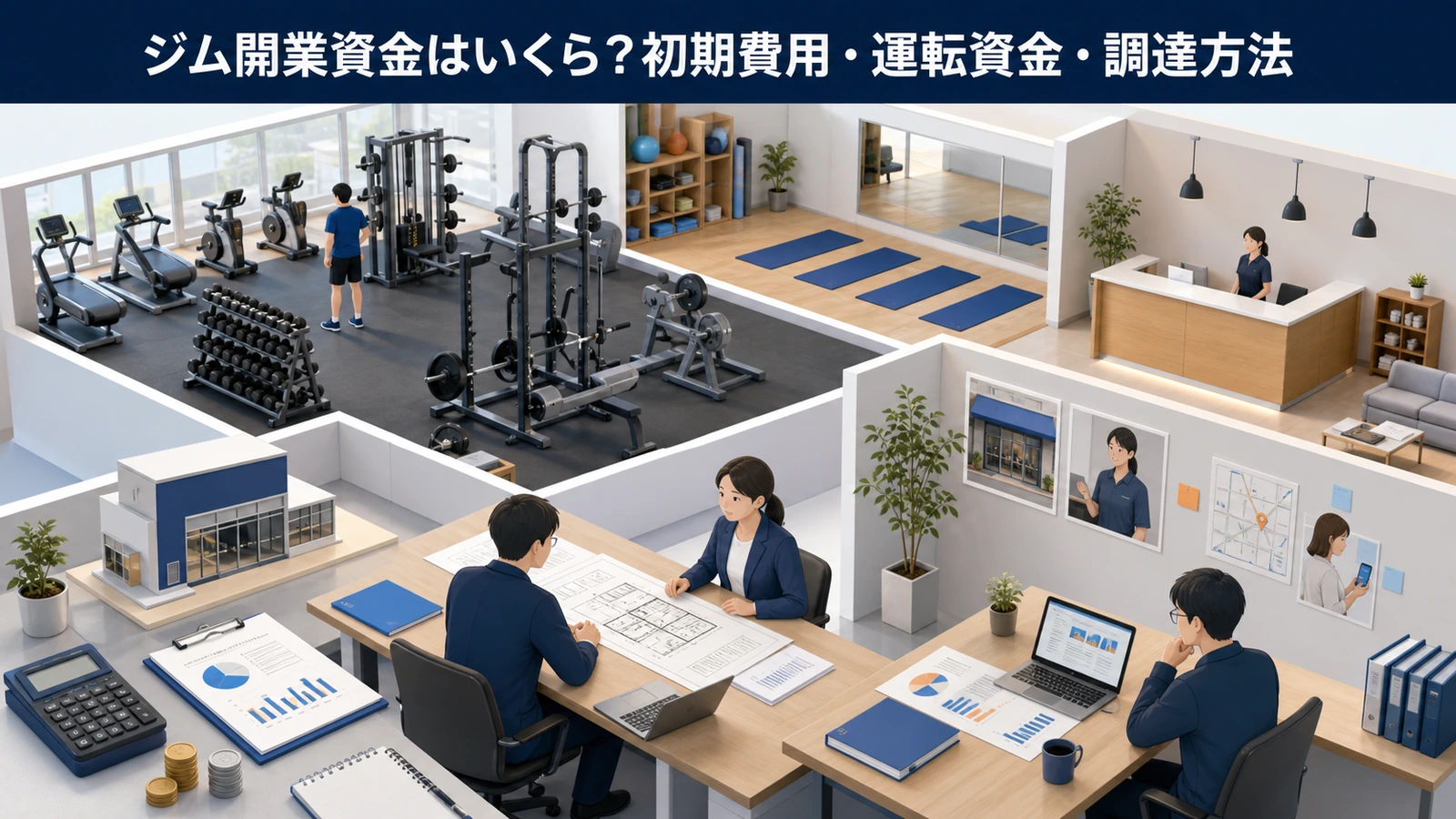 ジム開業資金はいくら？初期費用・運転資金・調達方法