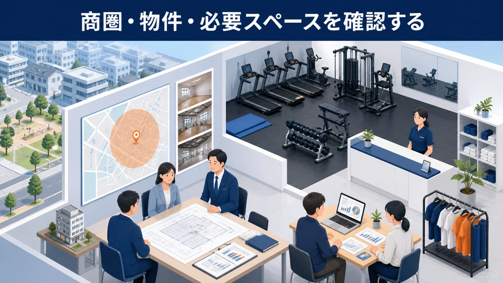 商圏・物件・必要スペースを確認する