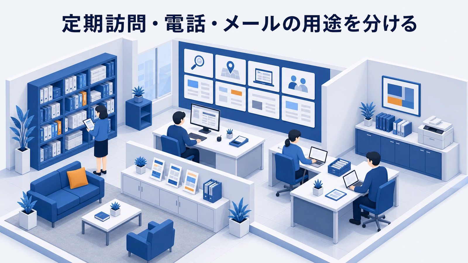 定期訪問・電話・メールの用途を分けるを整理したImage 2.0図解