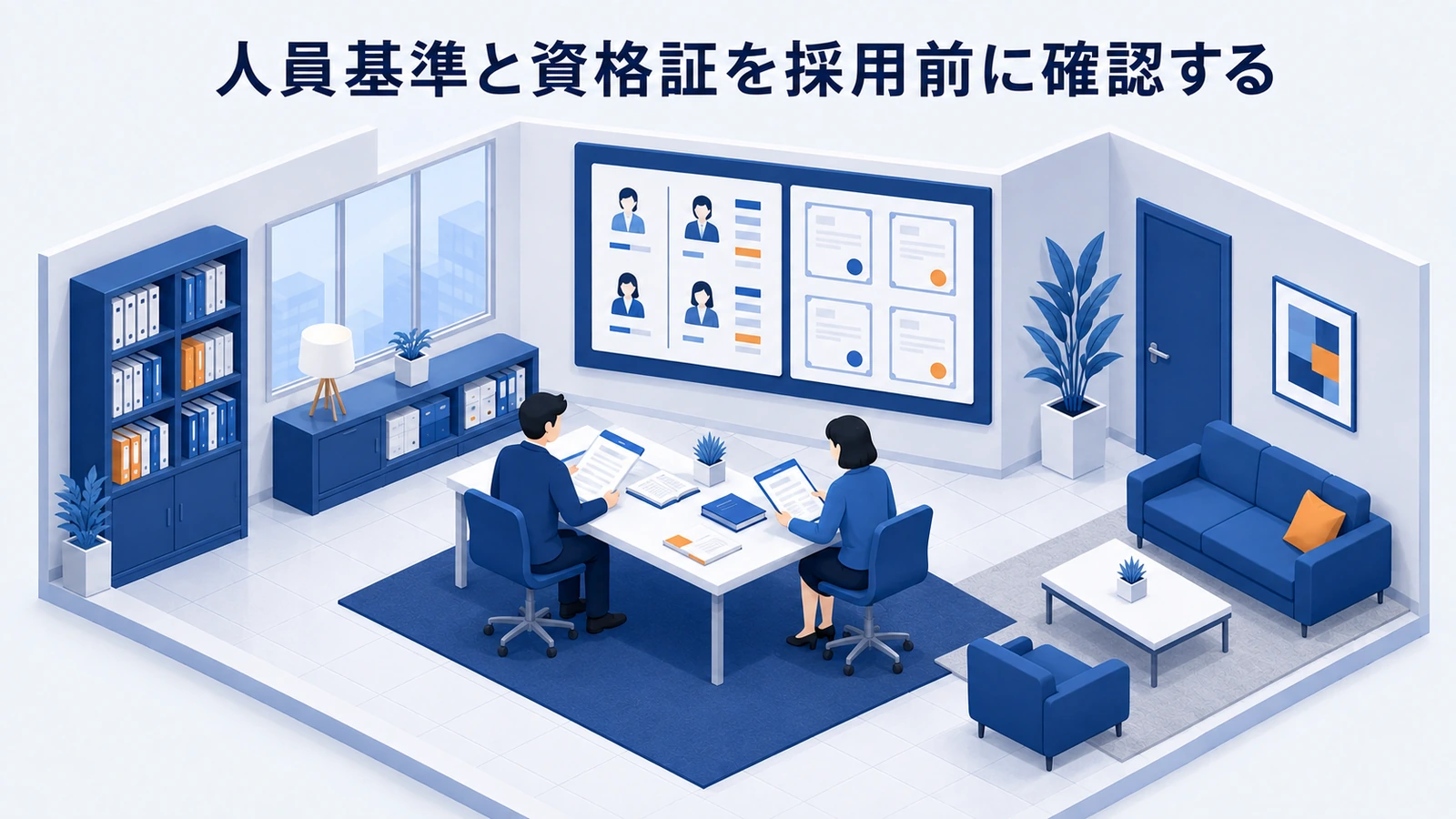 人員基準と資格証を採用前に確認するを整理したImage 2.0図解