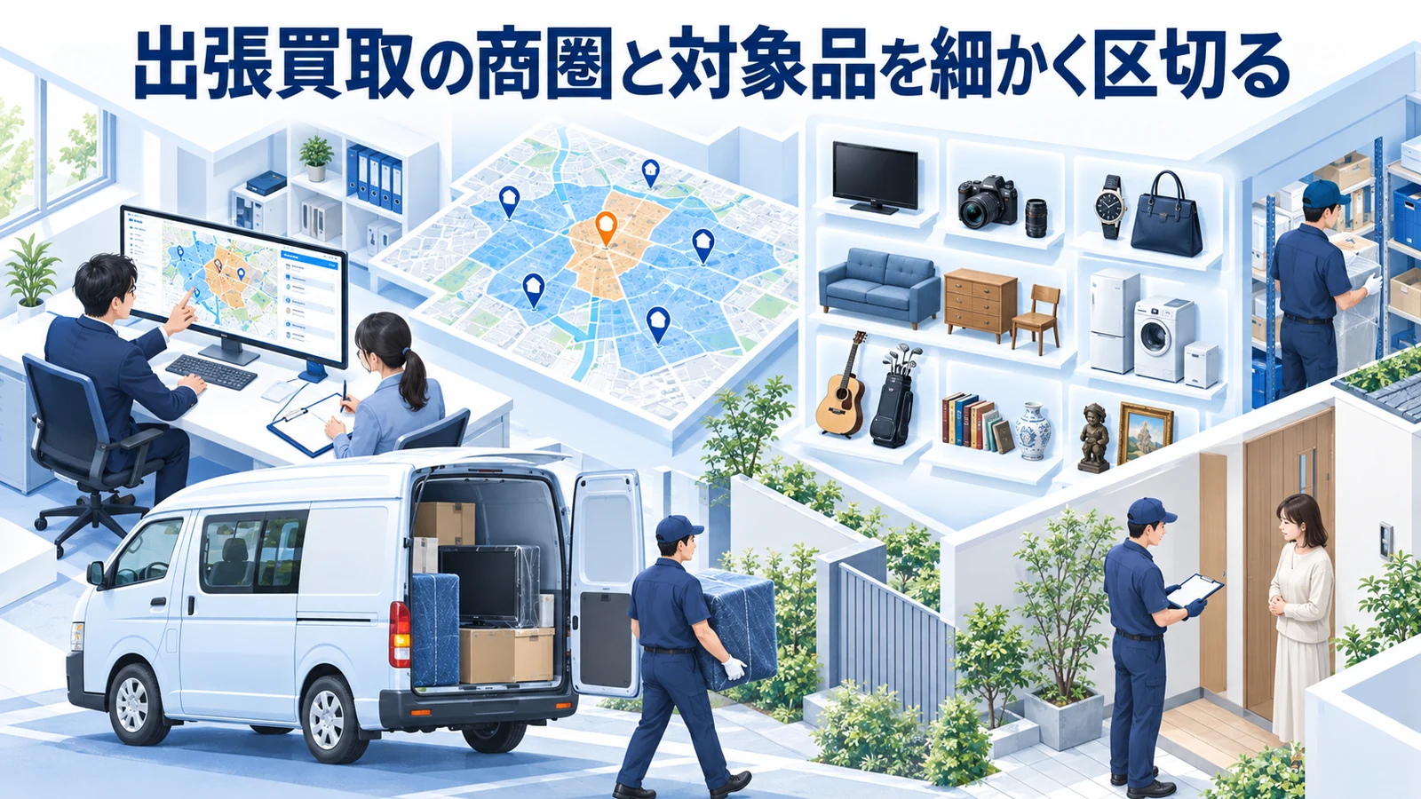 出張買取の商圏と対象品を細かく区切るを整理したImage 2.0図解