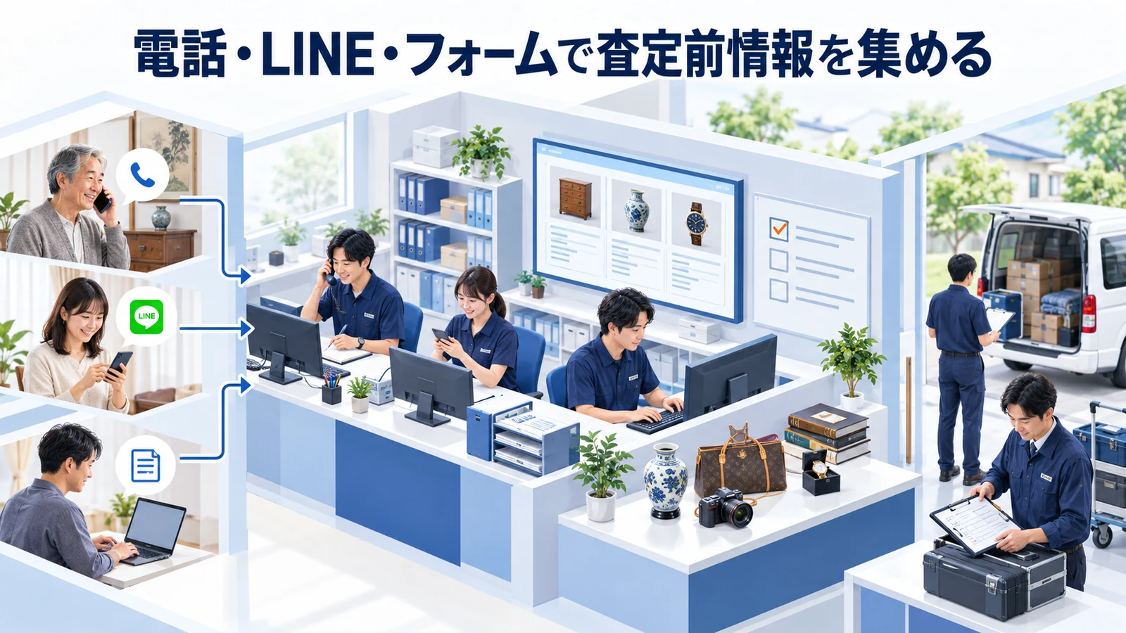 電話・LINE・フォームで査定前情報を集めるを整理したImage 2.0図解