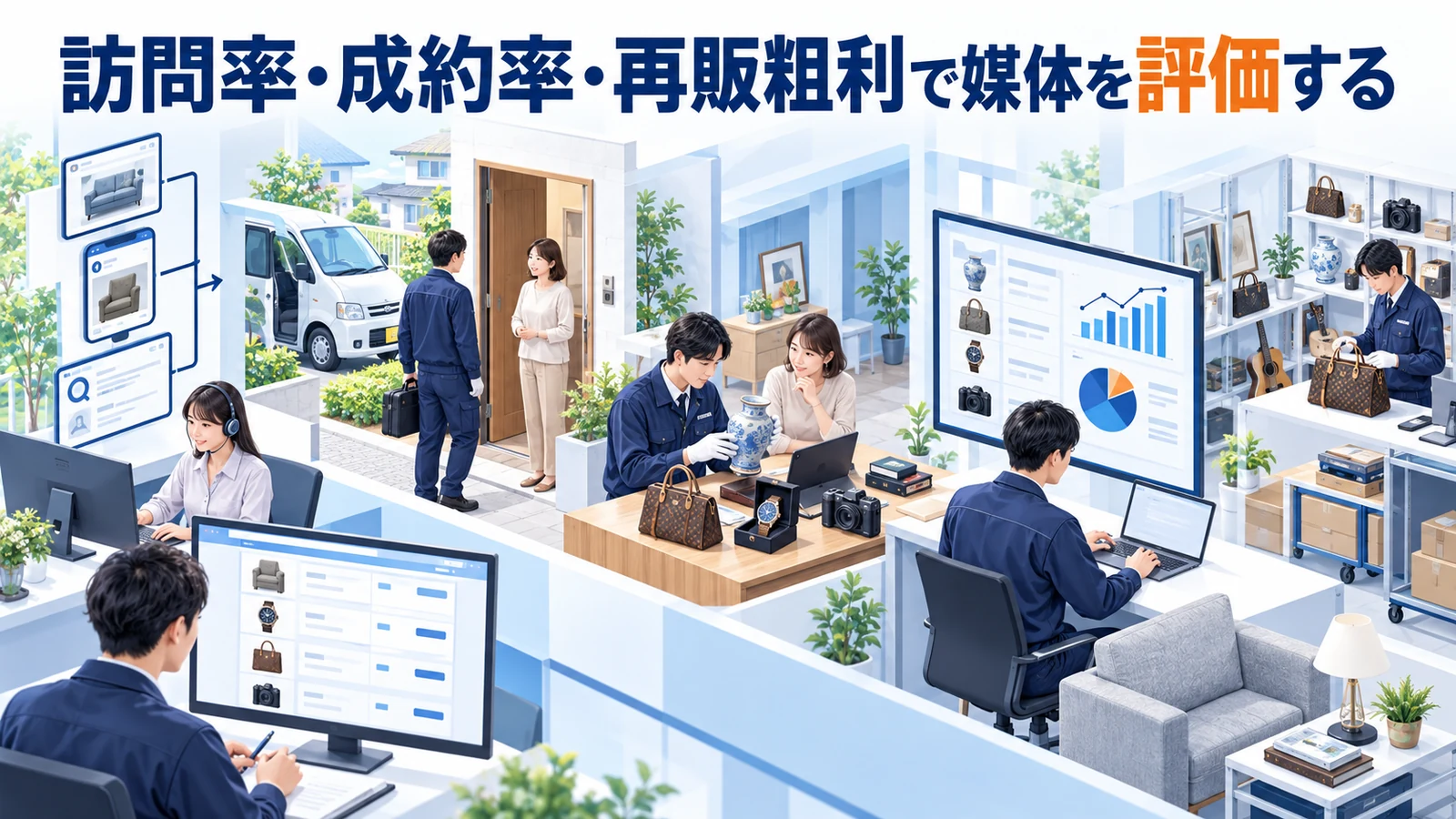 訪問率・成約率・再販粗利で媒体を評価するを整理したImage 2.0図解