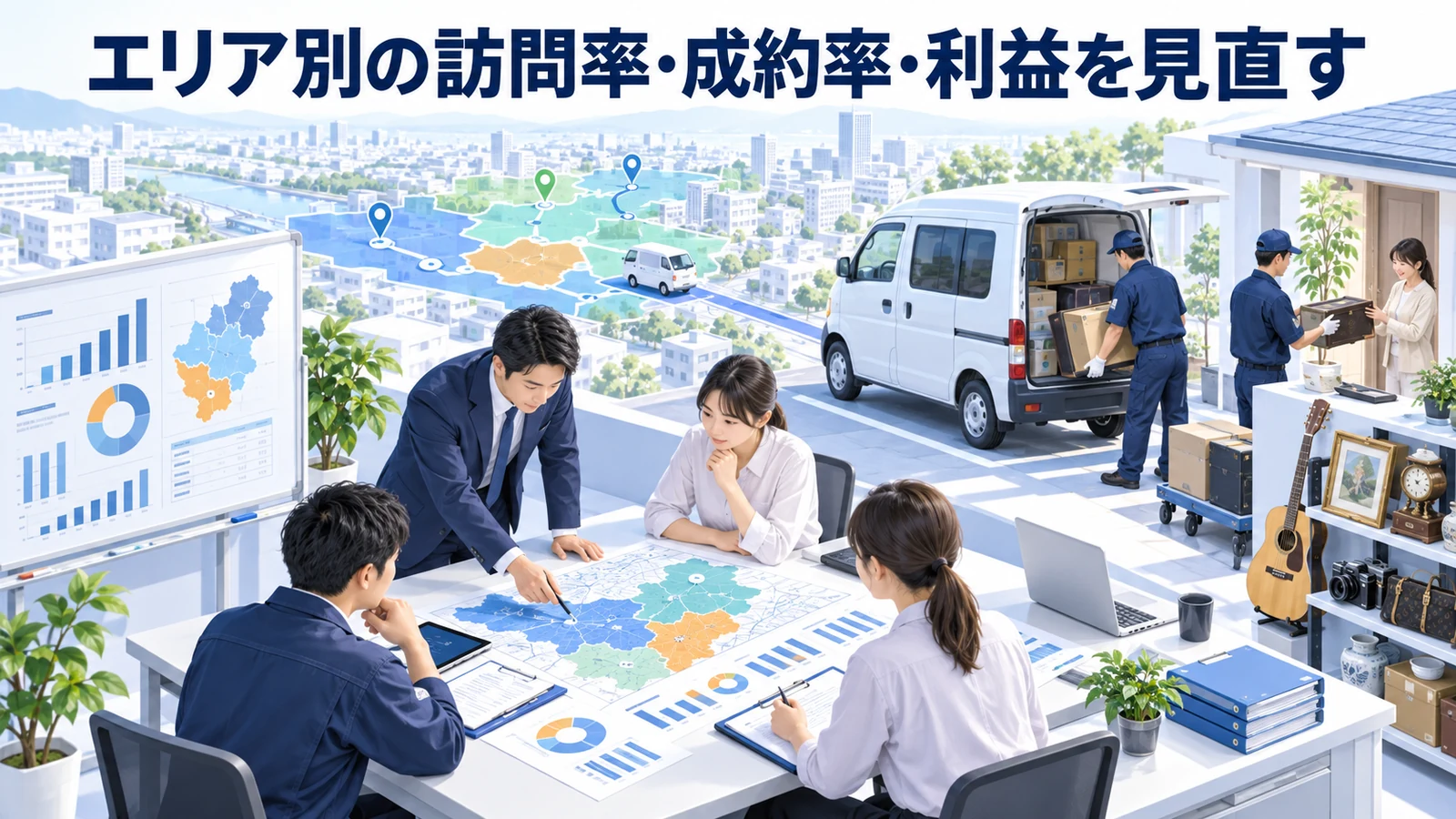 エリア別の訪問率・成約率・利益を見直すを整理したImage 2.0図解
