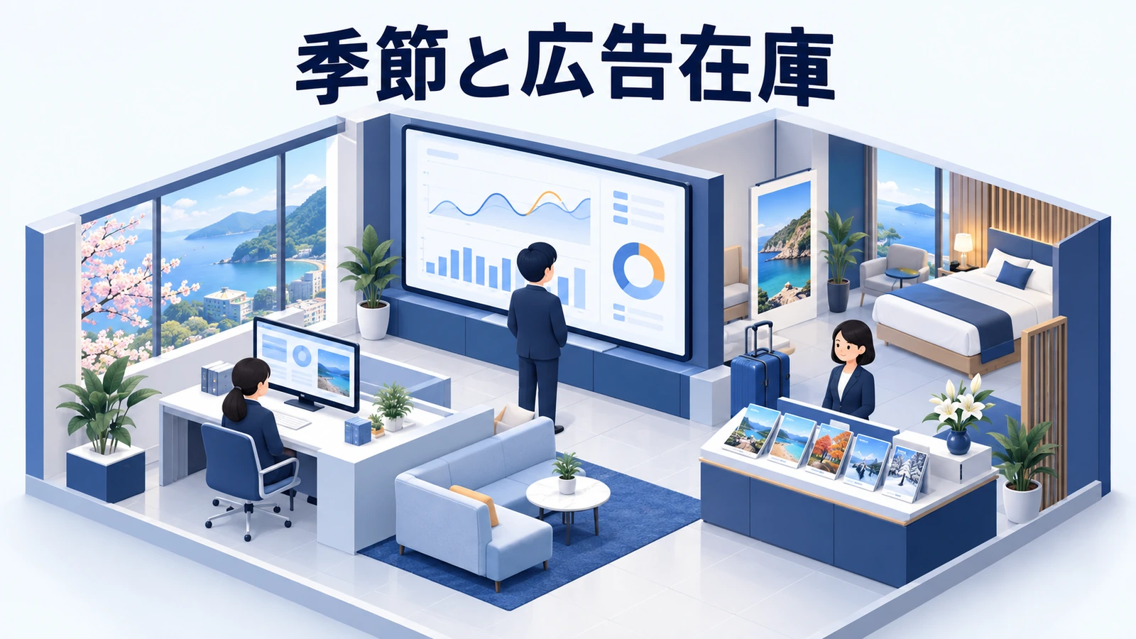 季節と予約期間に合わせて広告を調整するの図解