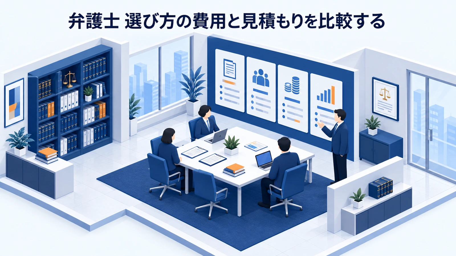 「弁護士 選び方の費用と見積もりを比較する」を整理したImage 2.0図解