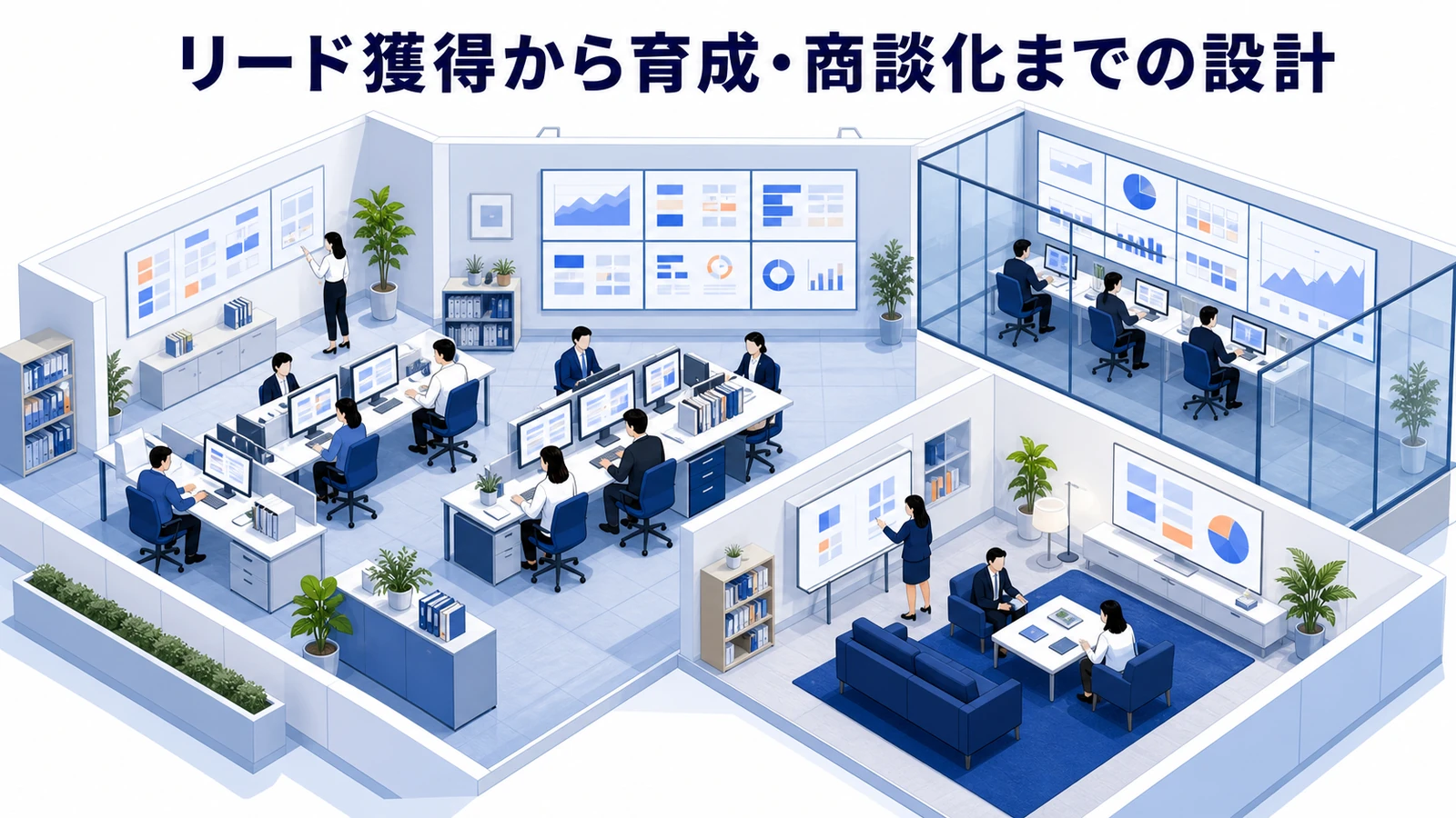 リード獲得から育成・商談化までの設計を示すWeb広告運用