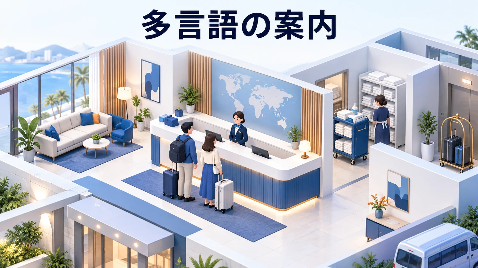 多言語化は予約条件と現地の案内を一致させるの図解