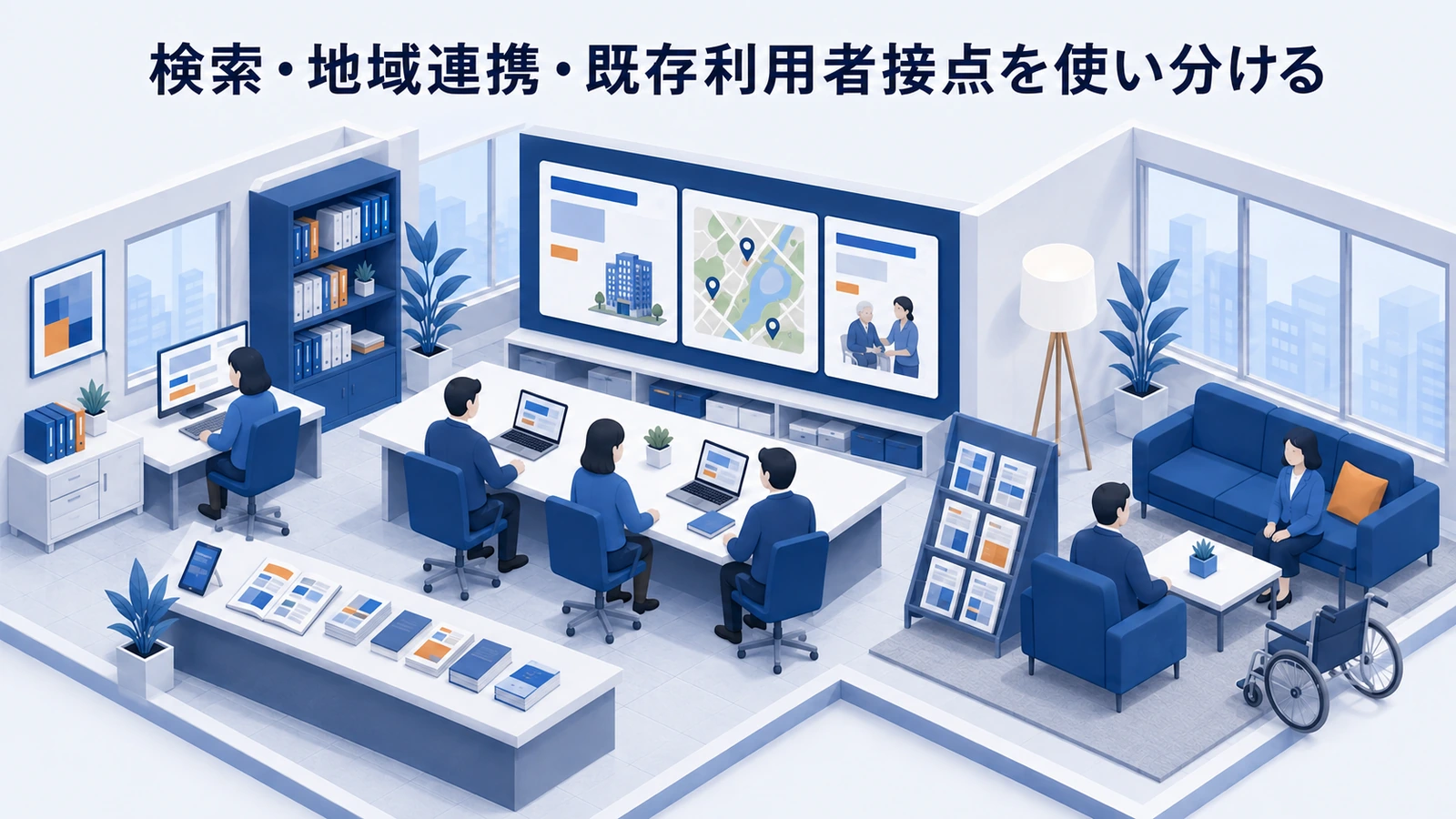 検索・地域連携・既存利用者接点を使い分けるを整理したImage 2.0図解