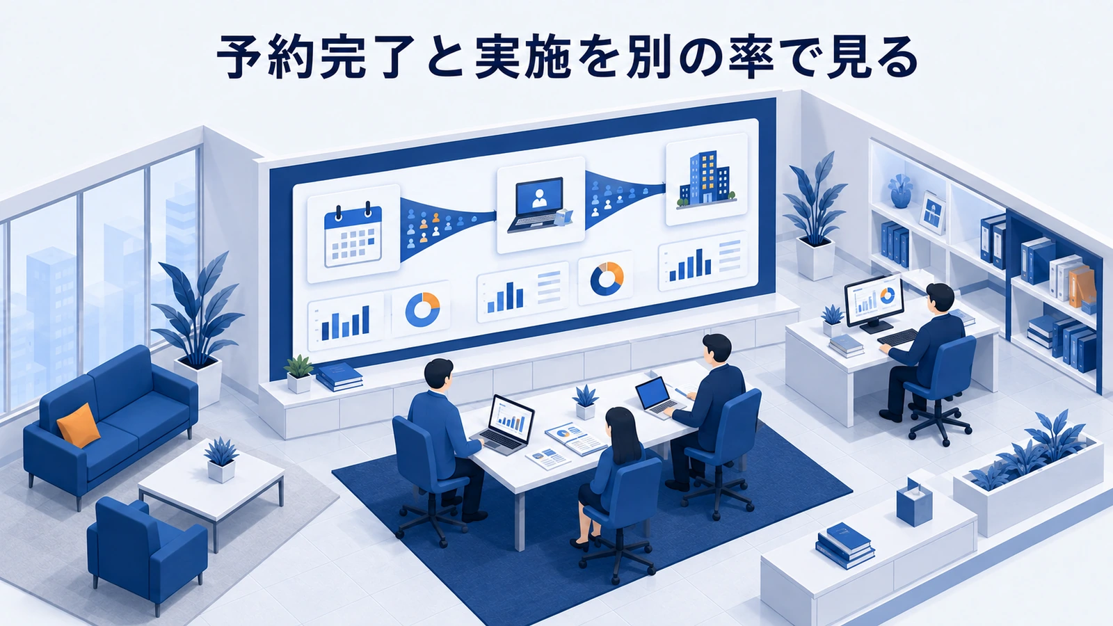「予約完了と実施を別の率で見る」の要点を整理したImage 2.0図解