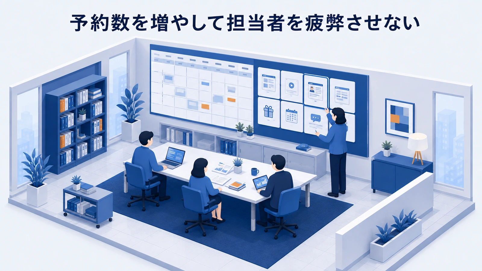 「予約数を増やして担当者を疲弊させない」の要点を整理したImage 2.0図解