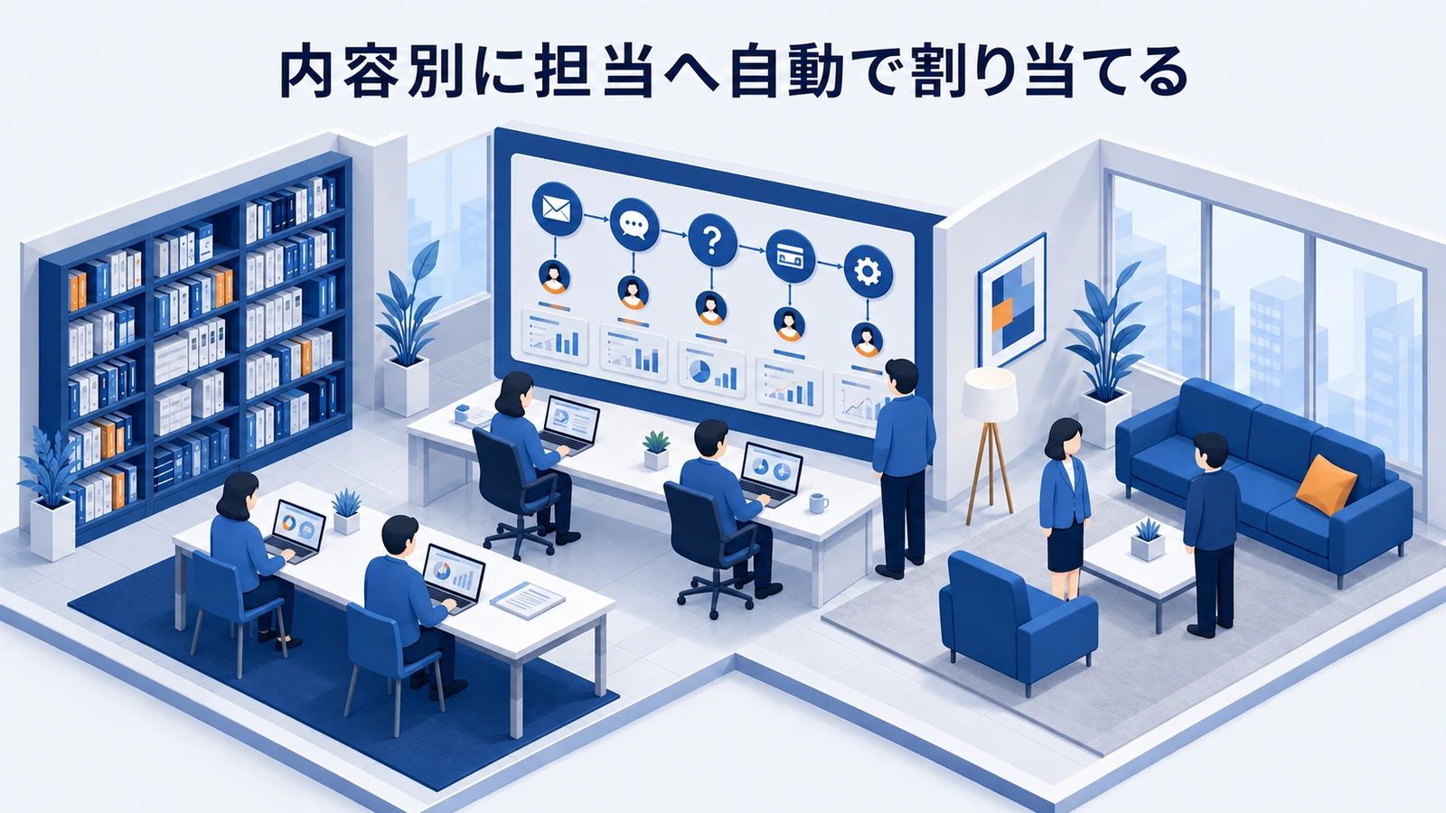 「内容別に担当へ自動で割り当てる」の要点を整理したImage 2.0図解