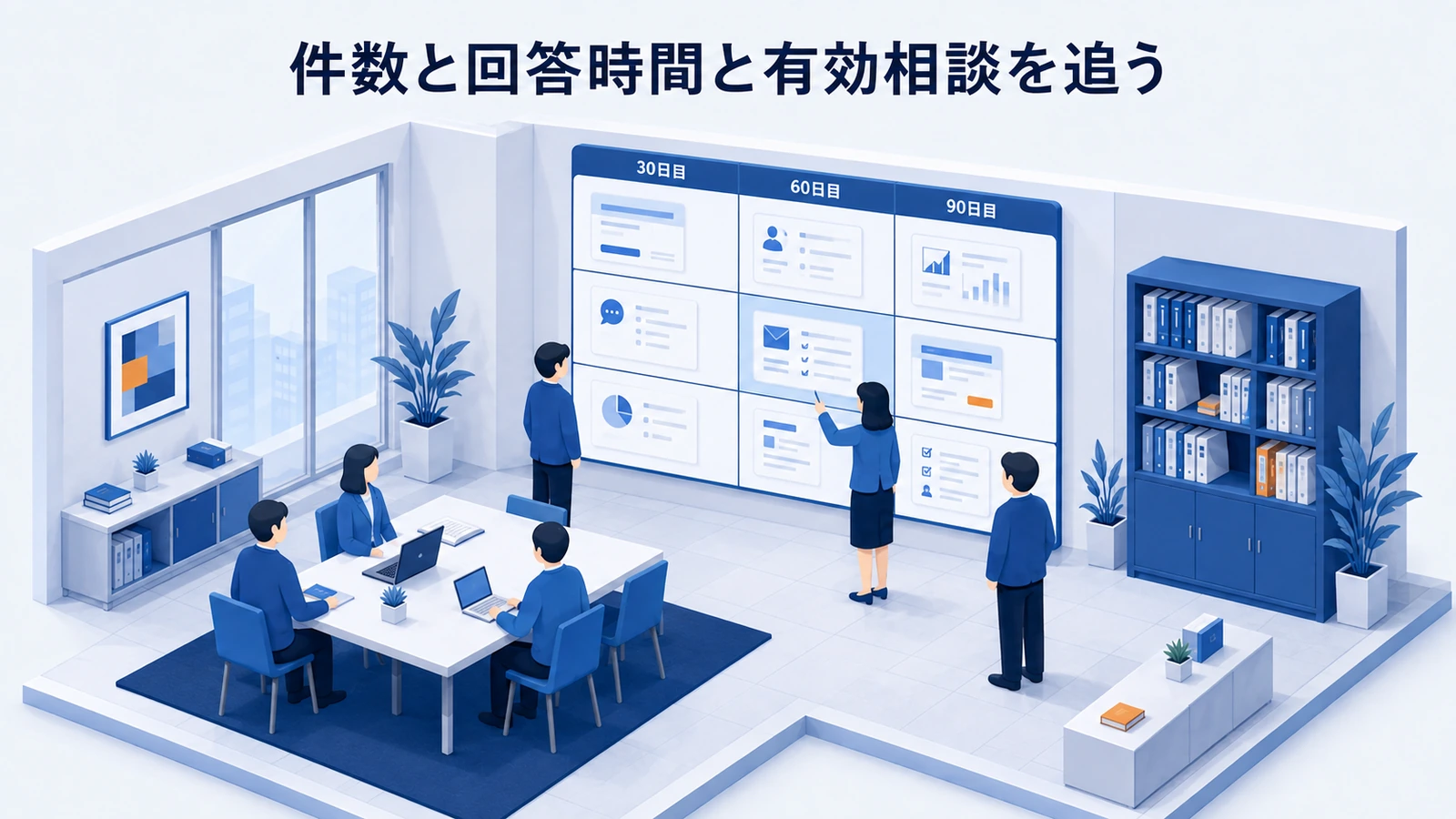 「件数と回答時間と有効相談を追う」の要点を整理したImage 2.0図解