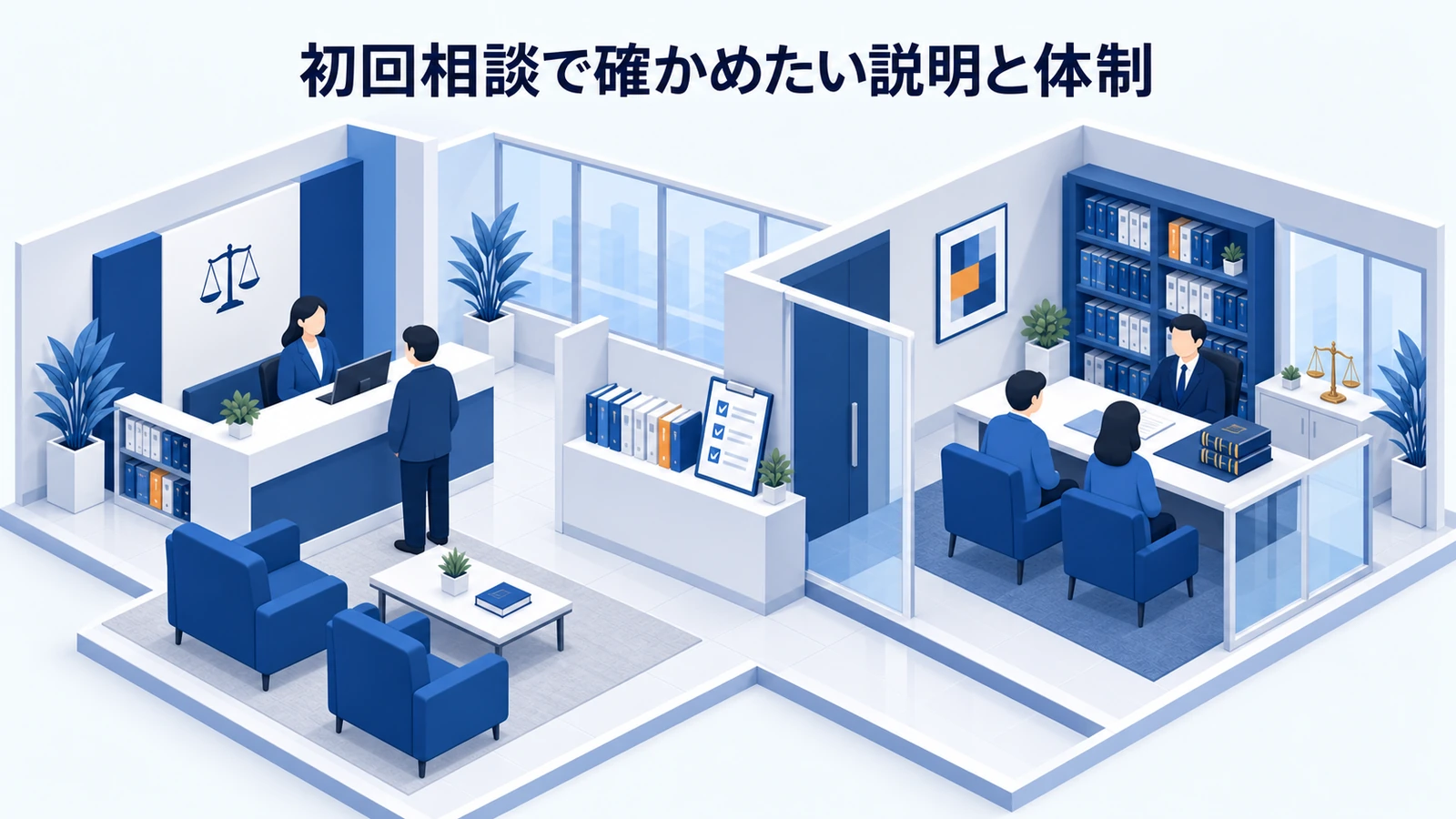 「初回相談で確かめたい説明と体制」を整理したImage 2.0図解